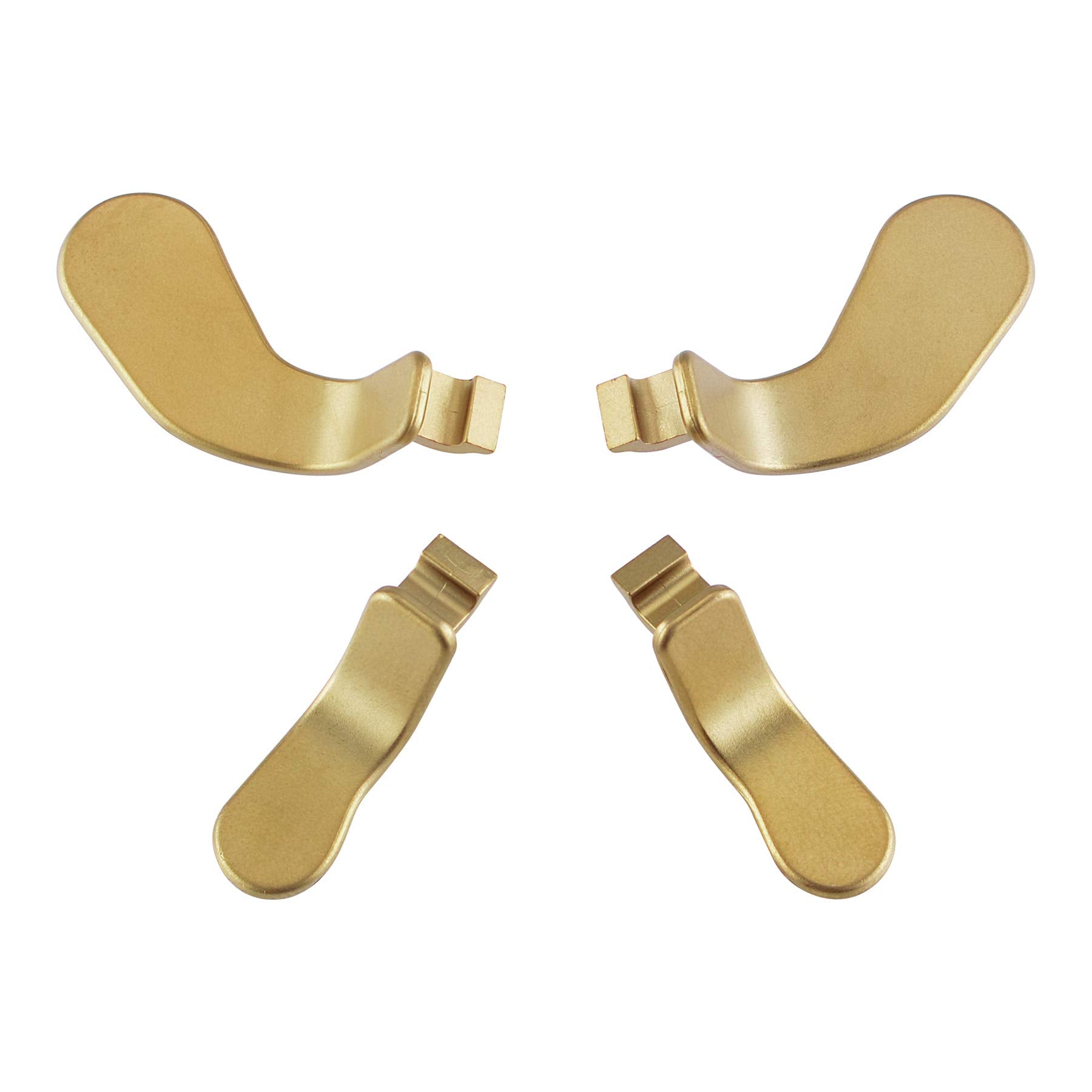 eXtremeRate 4 pcs Metal Gold Stainless Steel Paddles  Replacement Parts Video Games Accessories Kits Interchangeable Hair Trigger Locks for Xbox One Elite  Xbox Elite Seies 2 & Elite 2 Core Controller