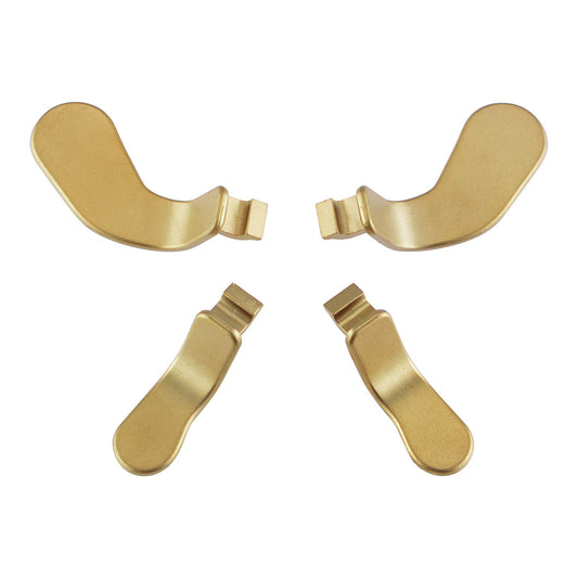 eXtremeRate 4 pcs Metal Gold Stainless Steel Paddles  Replacement Parts Video Games Accessories Kits Interchangeable Hair Trigger Locks for Xbox One Elite  Xbox Elite Seies 2 & Elite 2 Core Controller