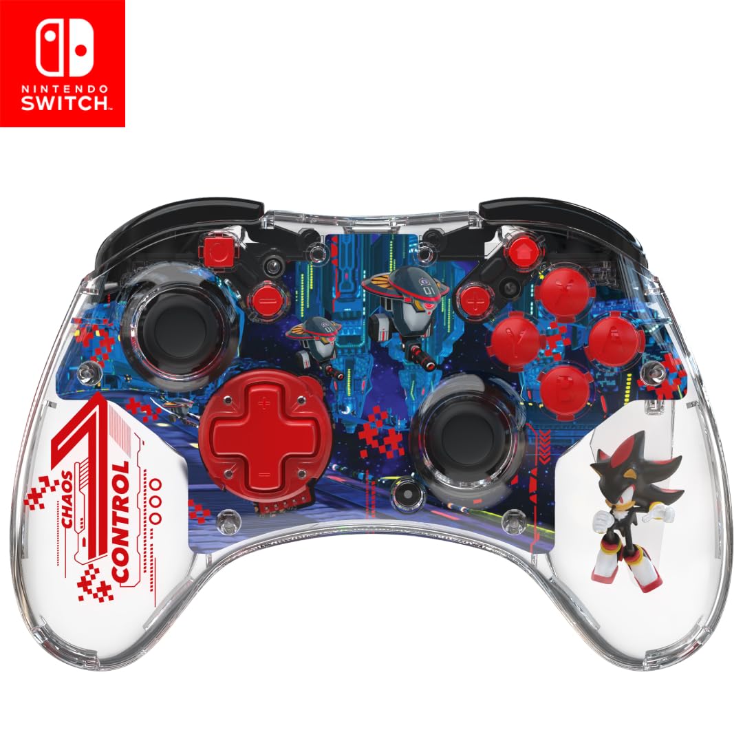 PDP REALMz Wireless Pro Controller for Nintendo Switch, Rechargeable LED, Shadow ARK Chaos, Model 500-246-SDW, Full Motion Controls