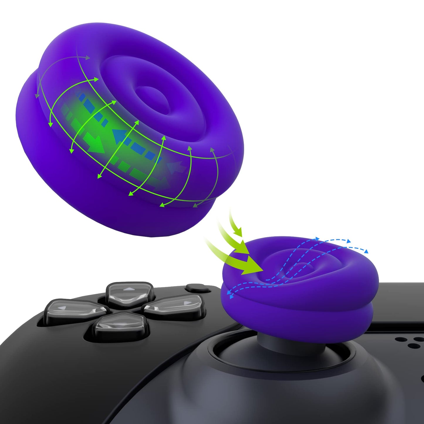 PlayVital Thumbs Cushion Caps Thumb Grips for ps5  for ps4  Thumbstick Grip Cover for Xbox Series X/S  Thumb Grip Caps for Xbox One  Elite Series 2  for Switch Pro Controller - Purple