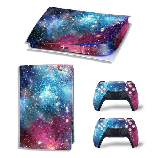 UUShop Skin Sticker Decal Cover for PS5 Digital Edition Console and Controllers Ice Blue Flame