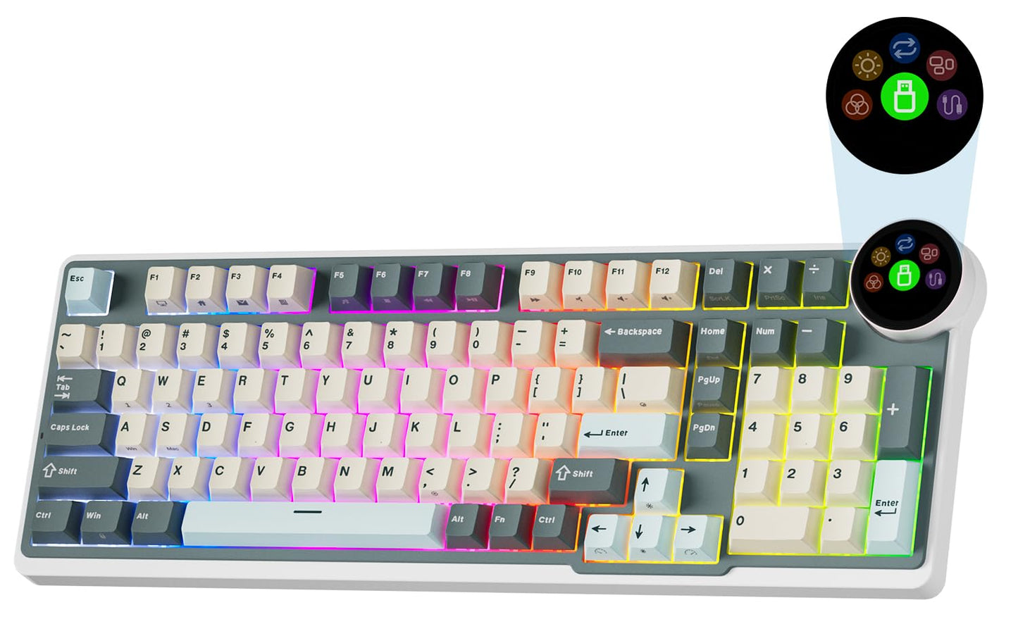 RK ROYAL KLUDGE N99 Wireless Mechanical Keyboard Full Size  Smart Display Screen & Knob  BT/2.4G/USB-C  96% Hot Swappable Custom Keyboard  Pre-lubed Linear Switches  Gasket Mount  RGB Gaming Keyboard