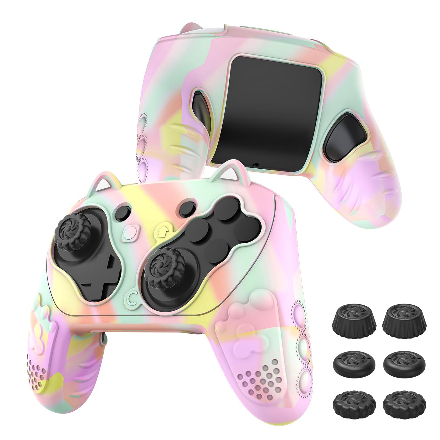 Silicone Controller Case Set Compatible with Nintendo Switch 2 Pro  Gamepad Accessories - Protective Softshell Cover with 6 Thumb Grips  Shock-Resistant & Ergonomic Comfort Grip Design- Macaron Colors