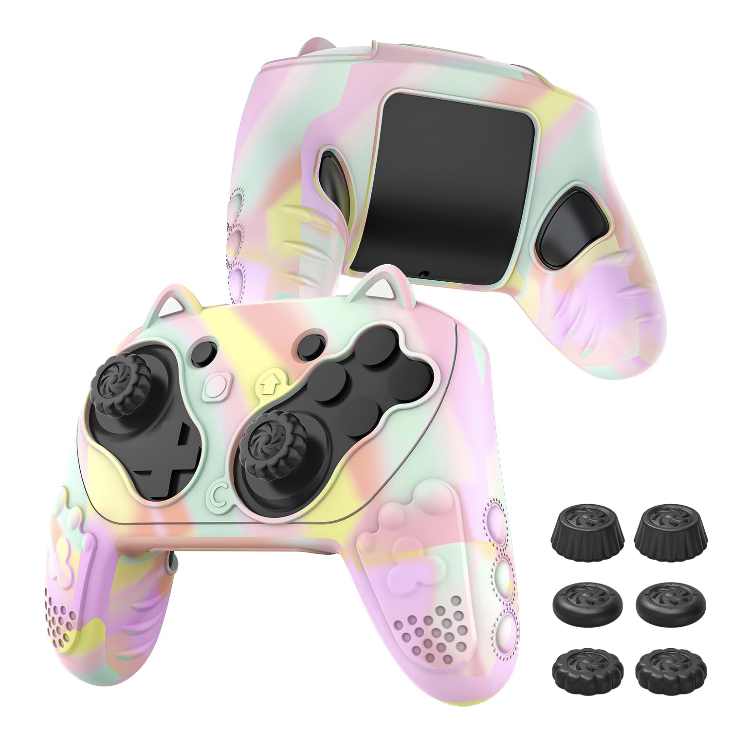 Silicone Controller Case Set Compatible with Nintendo Switch 2 Pro  Gamepad Accessories - Protective Softshell Cover with 6 Thumb Grips  Shock-Resistant & Ergonomic Comfort Grip Design- Macaron Colors