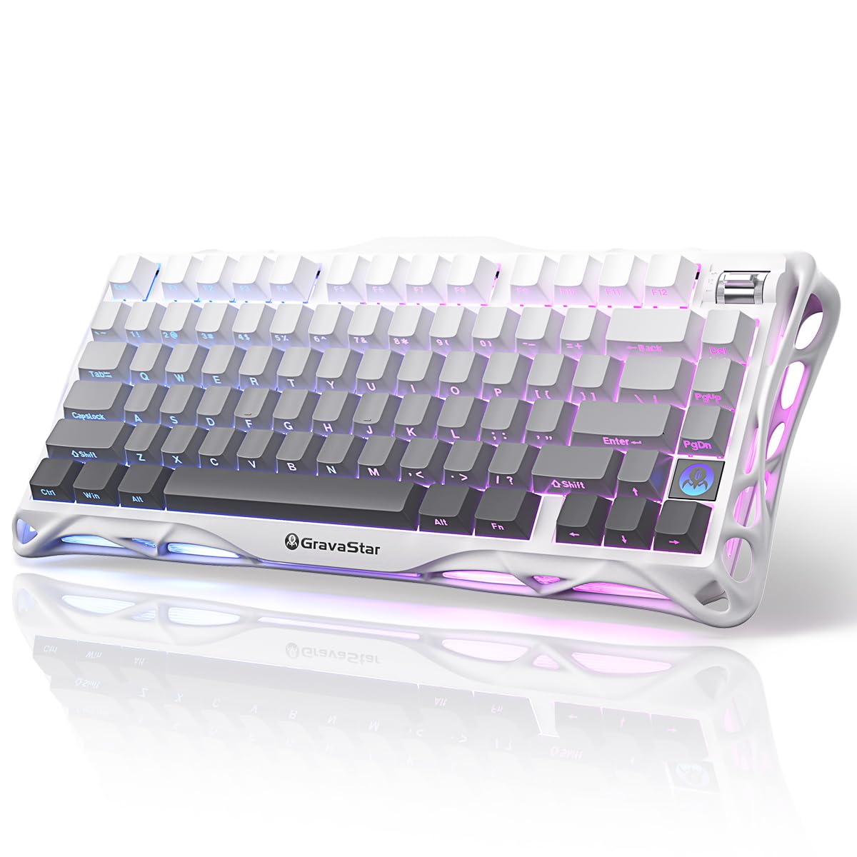 GravaStar Mercury K1 75% Wireless Mechanical Gaming Keyboard  Aluminum Alloy Exoskeleton Design  Gasket Custom Keyboard Hot-Swap Socket  Linear Switches  RGB Backlit
