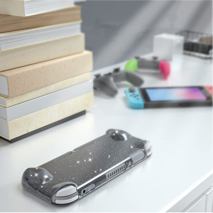 ECHZOVE Glitter TPU Case for Nintendo Switch Lite - Protective Rubber Cover - Black Glitter Finish