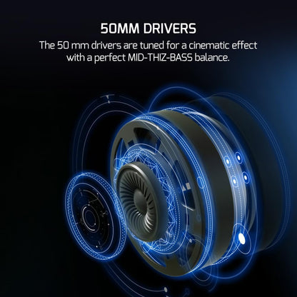 GAMEPOWER JIN Gaming Headset - Wired 3.5mm Jack, 50MM Drivers, Noise Cancelling Mic, 360 Spatial Audio, Black, Model MFMFGMP0002