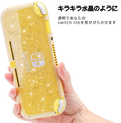 HEATFUN Switch Lite Case - Clear TPU Shell, Glitter Design, Slim Grip, Anti-Scratch Cover for Girls, Cute Travel Accessories