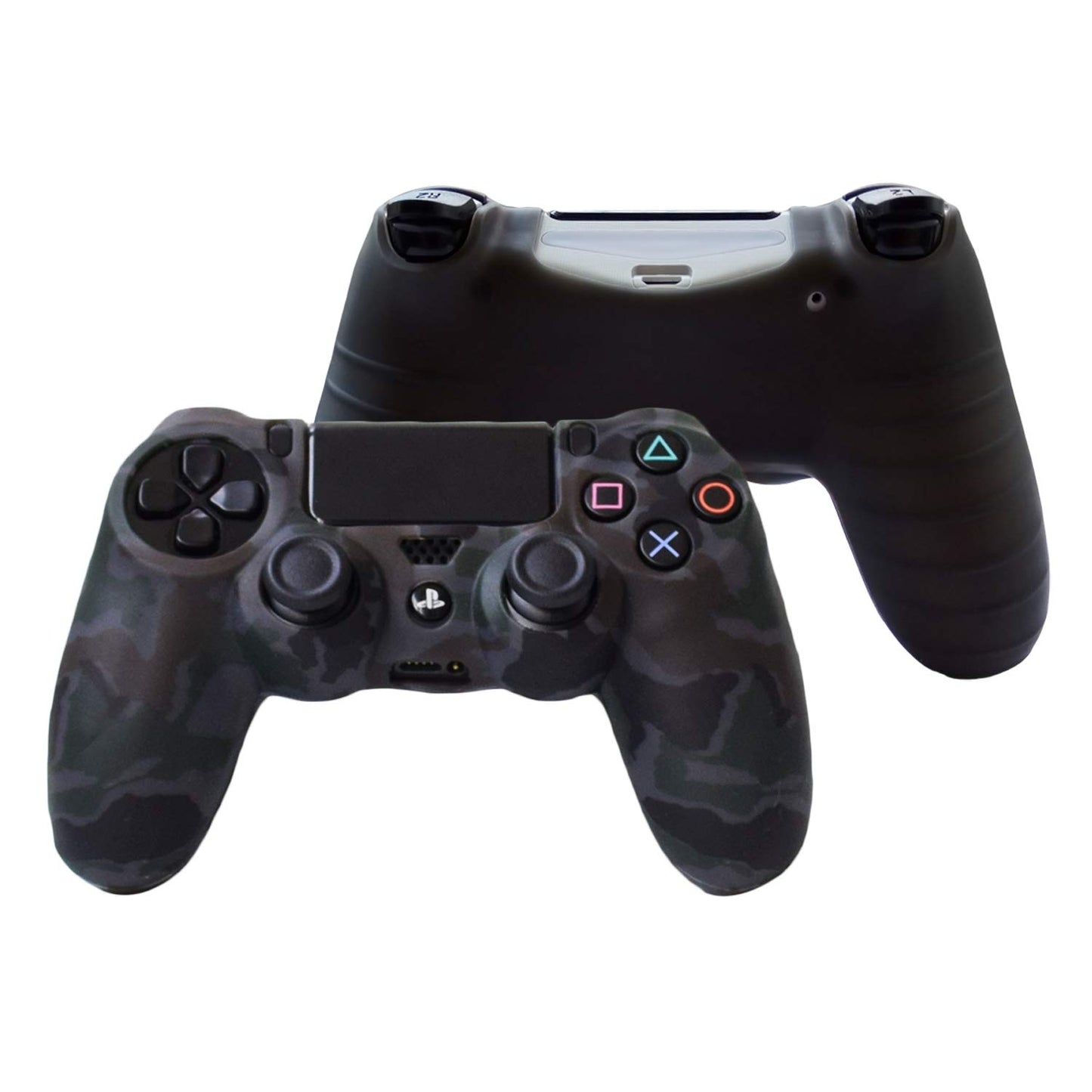 Hikfly Silicone Gel Controller Cover for PS4/PS4 Slim/Pro - Grey, Includes 8 FPS Pro Thumb Grip Caps
