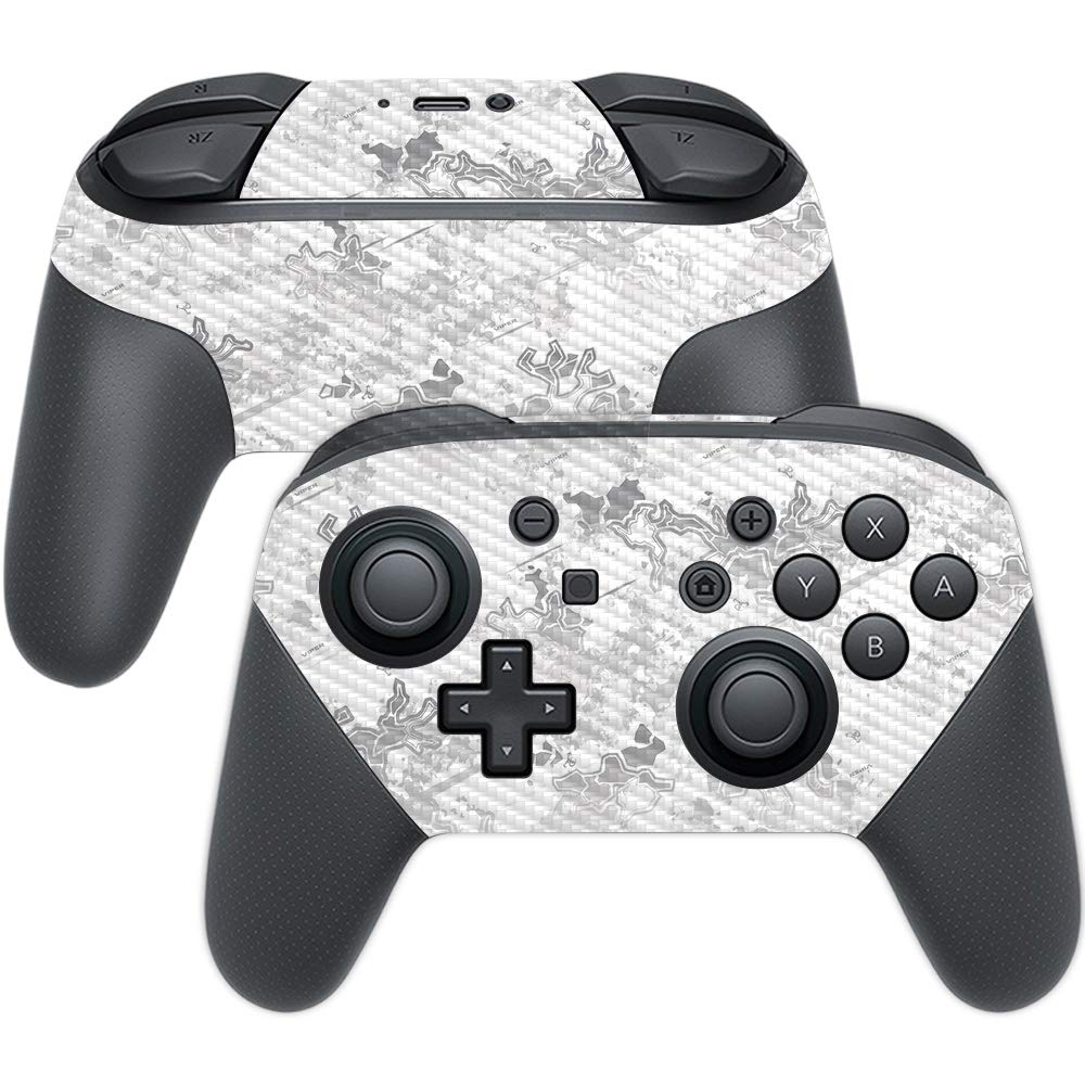 MightySkins Carbon Fiber Skin for Nintendo Switch Pro Controller - Viper Snow | Protective  Durable Textured Carbon Fiber Finish | Easy to Apply  Remove  and Change Styles | Made in The USA