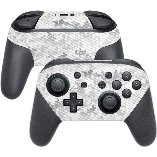 MightySkins Carbon Fiber Skin for Nintendo Switch Pro Controller - Viper Snow | Protective  Durable Textured Carbon Fiber Finish | Easy to Apply  Remove  and Change Styles | Made in The USA