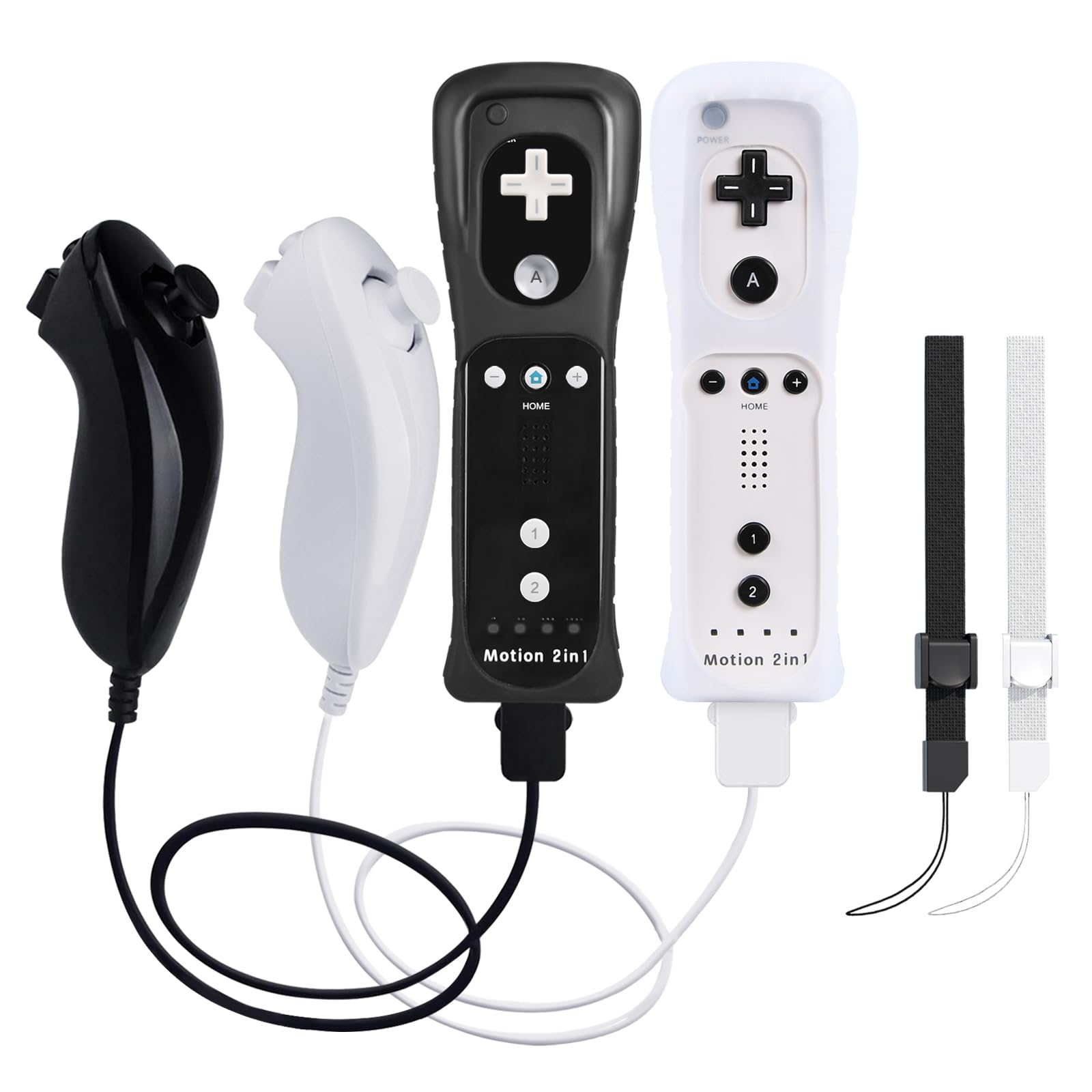 2 Pack Wii Controllers with Motion Plus  includes Black and White Wii Remotes and Wii Nunchucks
