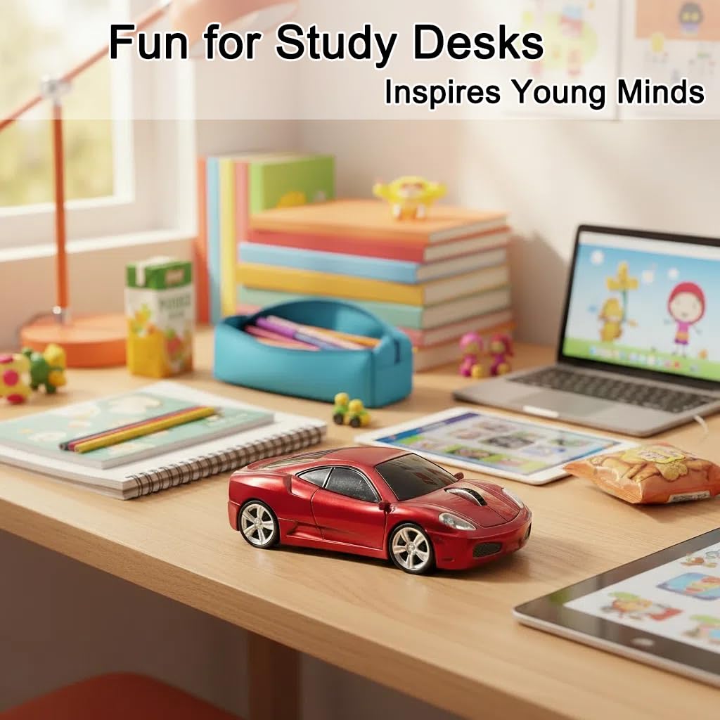 SDGSQHA Wireless USB Optical Mouse, 1600 DPI, 10m Range, Plug and Play, Red, Model BN002