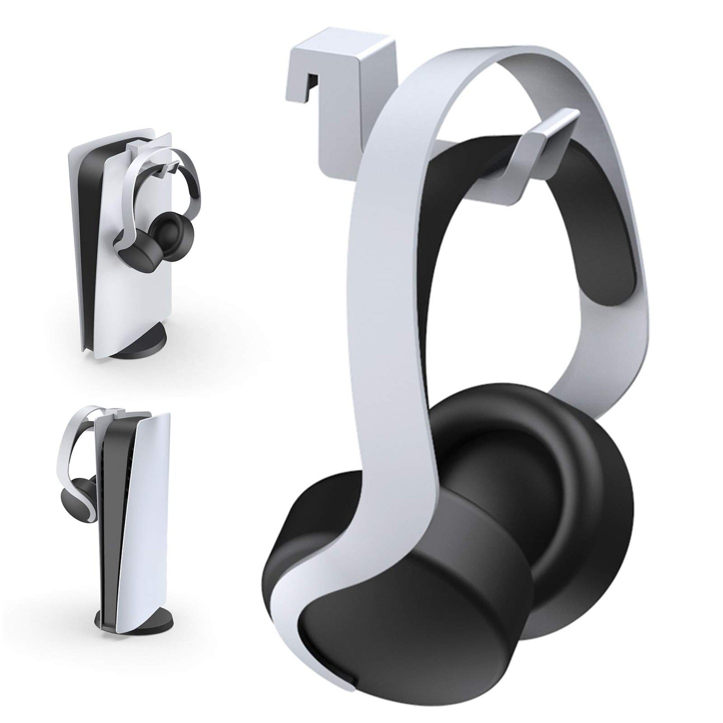 NexiGo PS5 Headphone Holder  [Minimalist Design] Mini Headphone Hanger with Supporting Bar  for Sony PlayStation 5 Gaming Headset  White