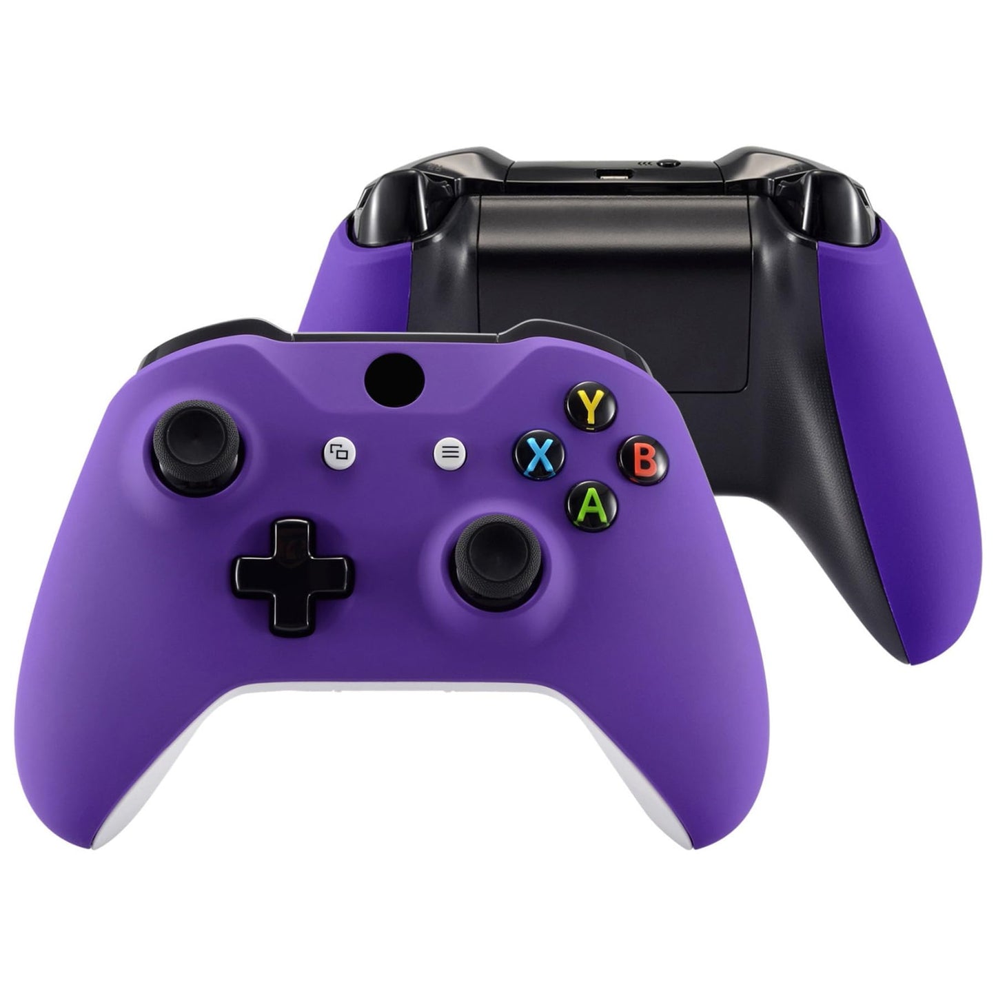 eXtremeRate Soft Touch Purple Faceplate Cover  Front Housing Shell Soft Grip Back Panels for Xbox One X & One S Controller Model 1708