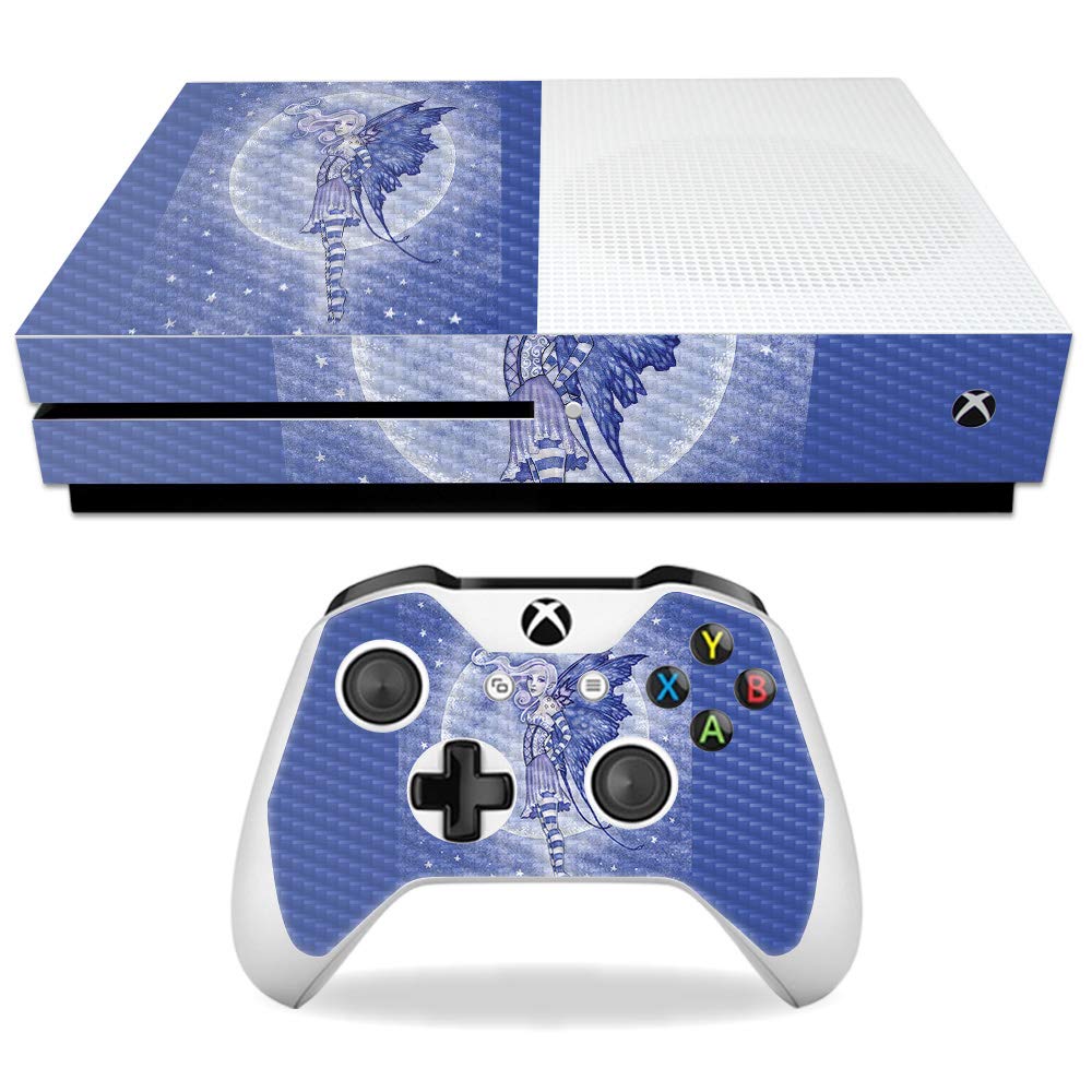 MightySkins Carbon Fiber Skin for Microsoft Xbox One S - Moon and Stars | Protective  Durable Textured Carbon Fiber Finish | Easy to Apply  Remove  and Change Styles | Made in The USA
