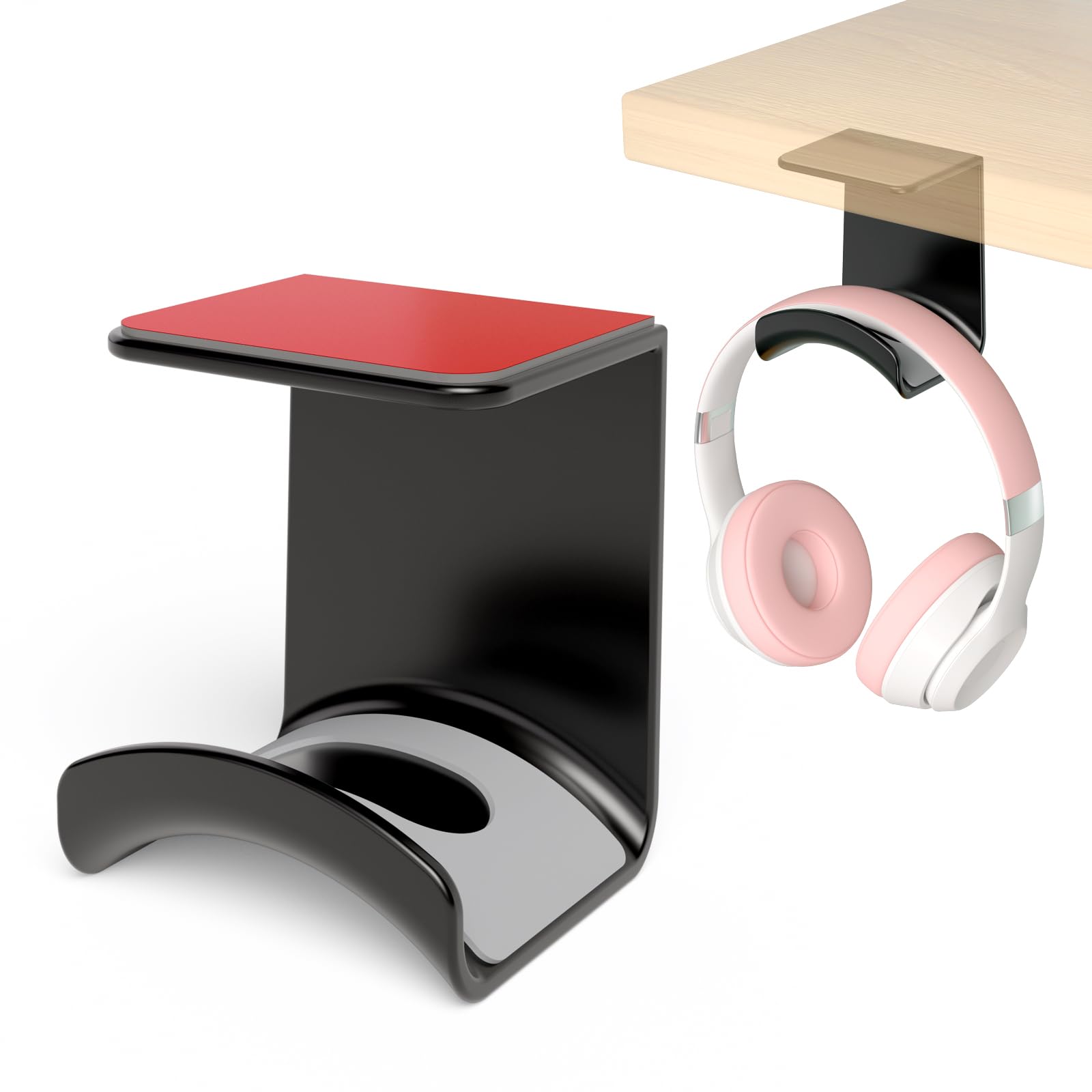 Liboer Headphone Stand for Desk Mini Headphone Hanger Holder with Strong Adhesive Headset Stand Headphone Holder-Under Desk