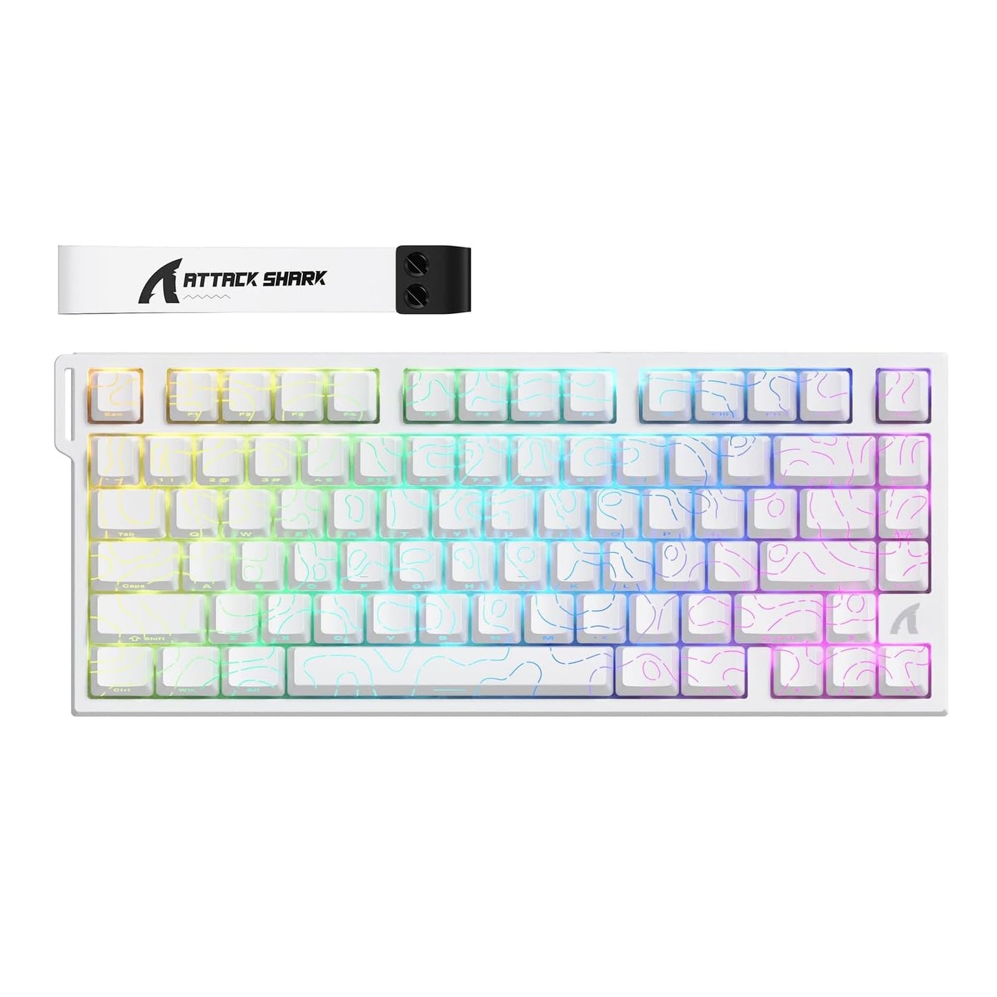 ATTACK SHARK R82HE Rapid Trigger Wired Mechanical Gaming Keyboard TKL NKRO with 8K Polling 0.005mm RT Accuracy 256K Scan Rate 5 Layer Sound Damped Hall Effect Magnetic Switch for PC Mac(White Contour)