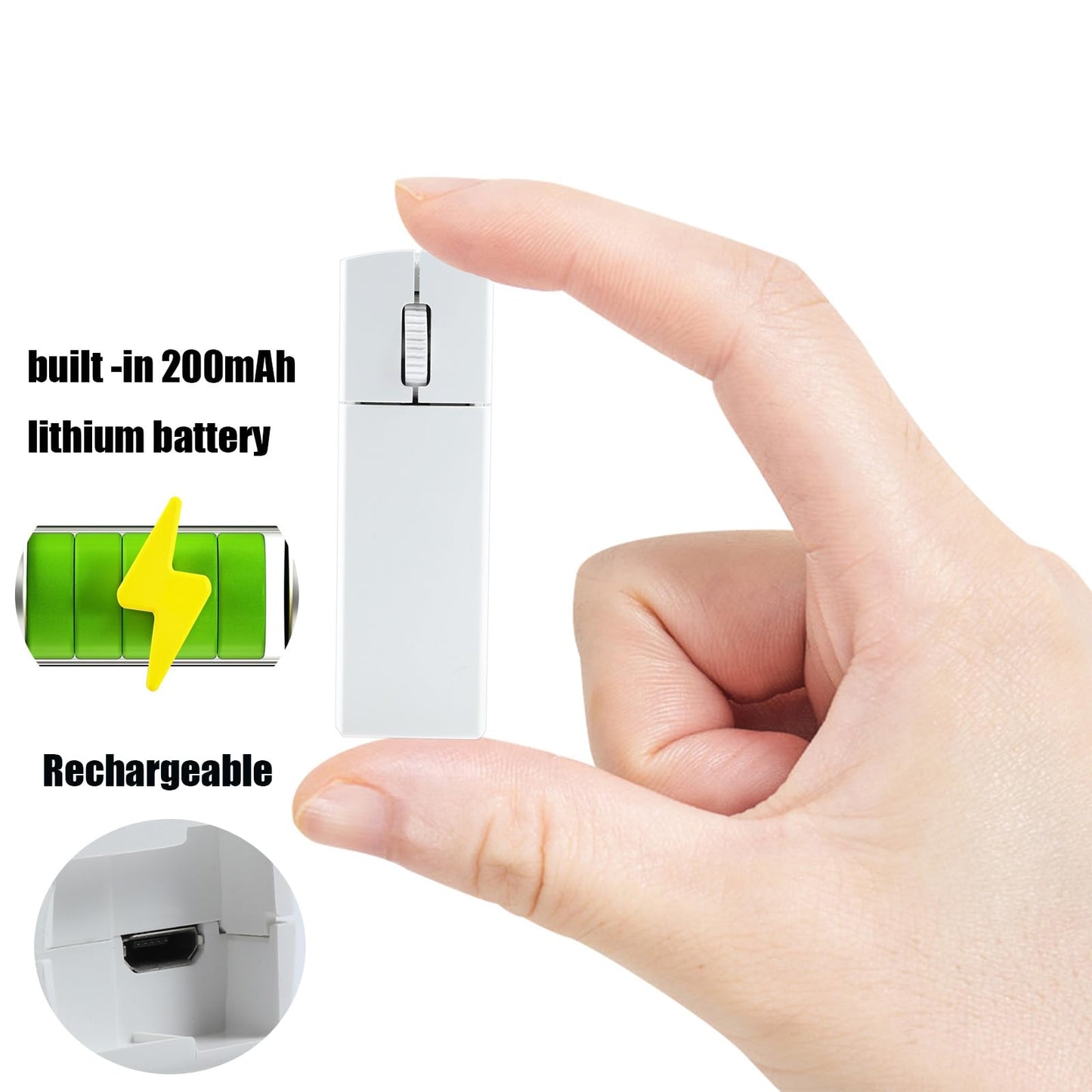 elec Space Wireless Mini Finger Mouse - Silent Bluetooth & 2.4GHz, Ergonomic, Portable, White, Model 78b13e75-39f1-493b-a83c