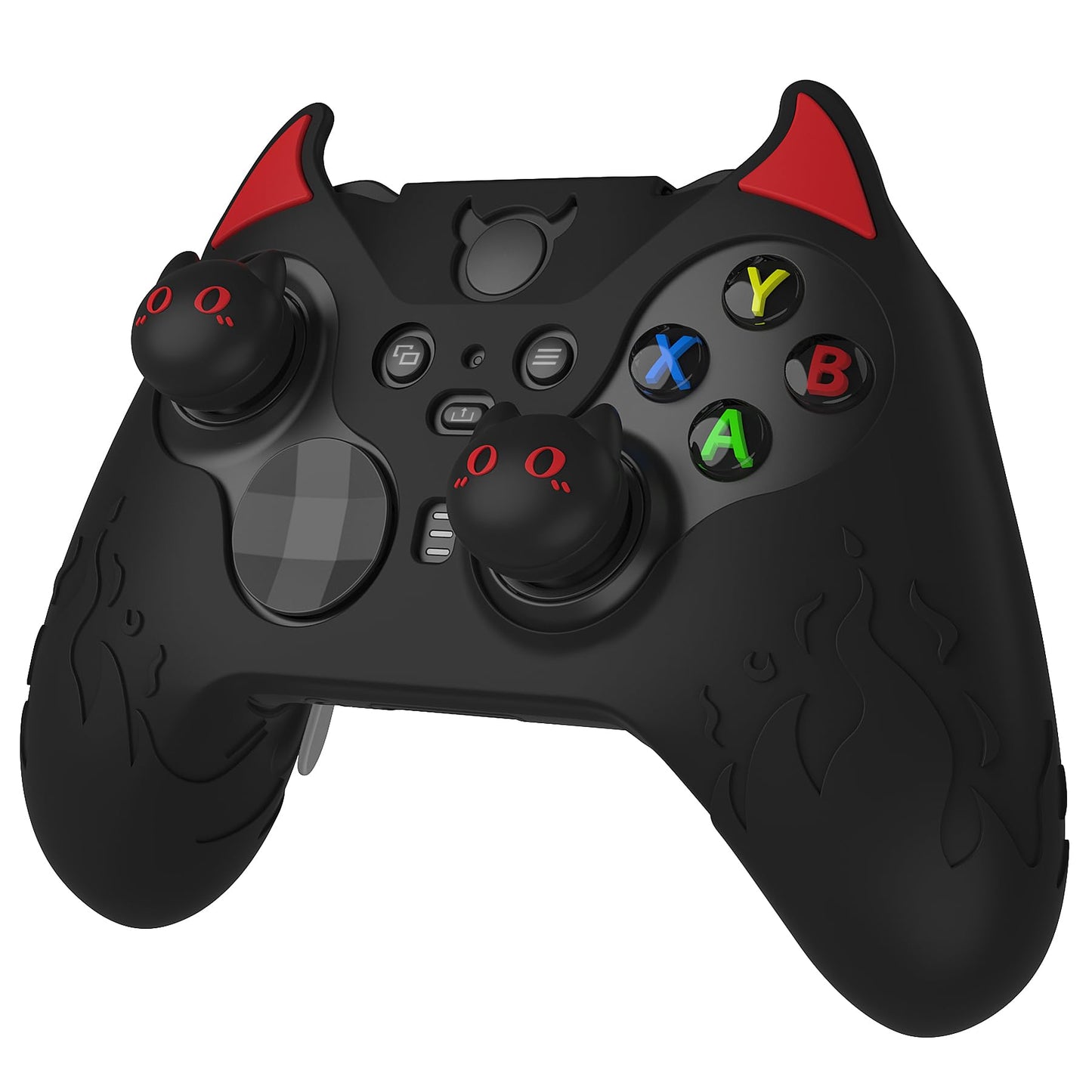 PlayVital Cute Demon Silicone Case Cover for Xbox Elite Wireless Controller Series 2  Kawaii Anti-Slip Shockproof Controller Skin Grip for Xbox Elite Series 2 Core with Thumb Grip Caps - Black