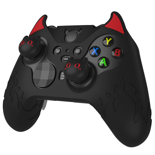 PlayVital Cute Demon Silicone Case Cover for Xbox Elite Wireless Controller Series 2  Kawaii Anti-Slip Shockproof Controller Skin Grip for Xbox Elite Series 2 Core with Thumb Grip Caps - Black