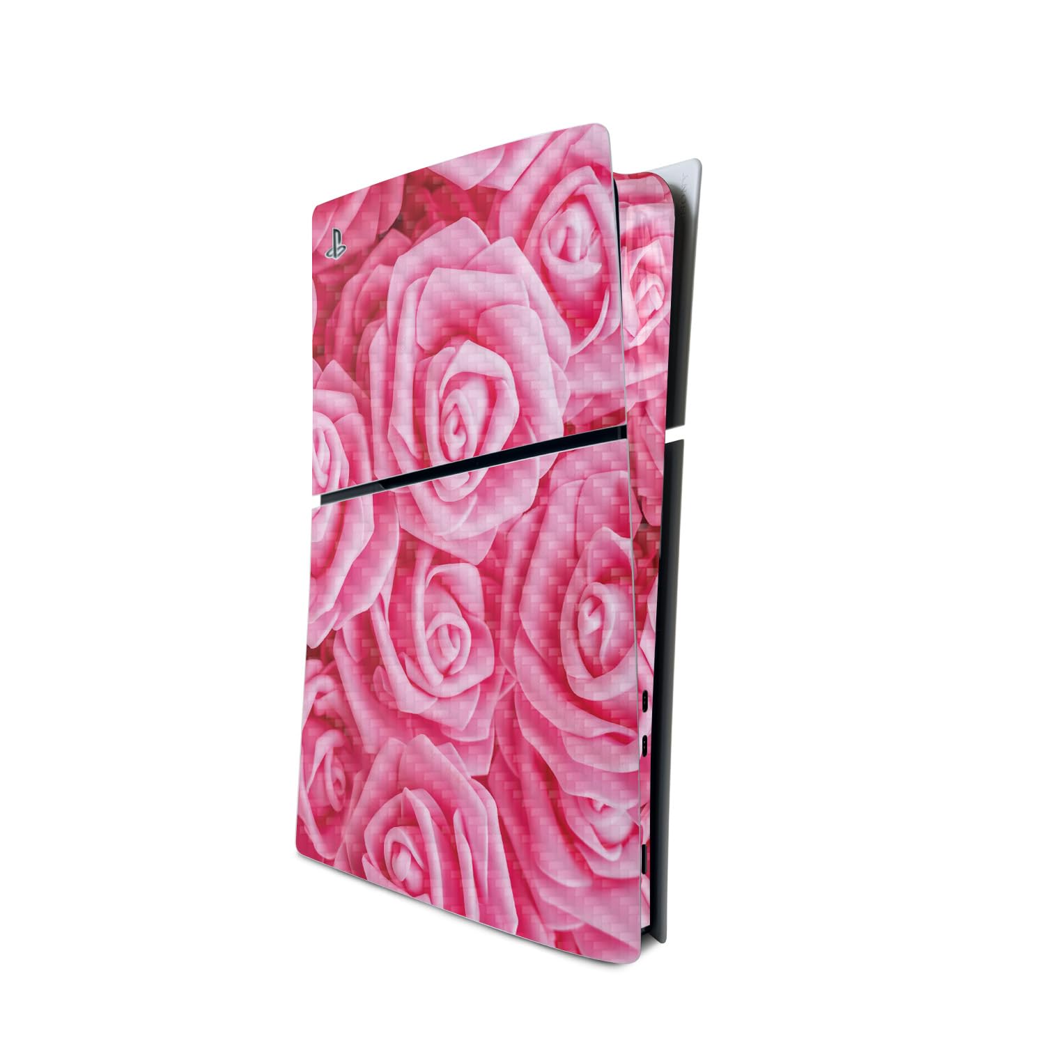 MightySkins Carbon Fiber Skin for PS5 Playstation 5 Slim Digital Edition Console Only - Super Pink Roses Protective  Durable Textured Carbon Fiber Finish Easy to Apply Made in The USA