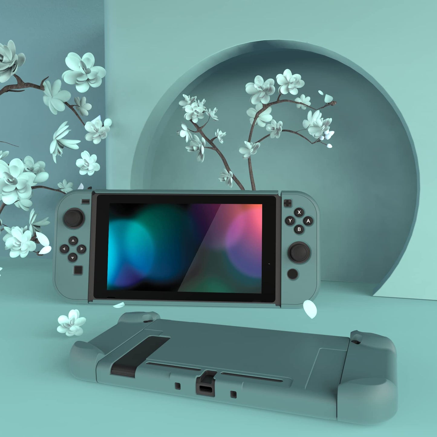 eXtremeRate Nintendo Switch Back Cover - Hard Shell Protector for Joycon, Hunter Green, Model NTP342