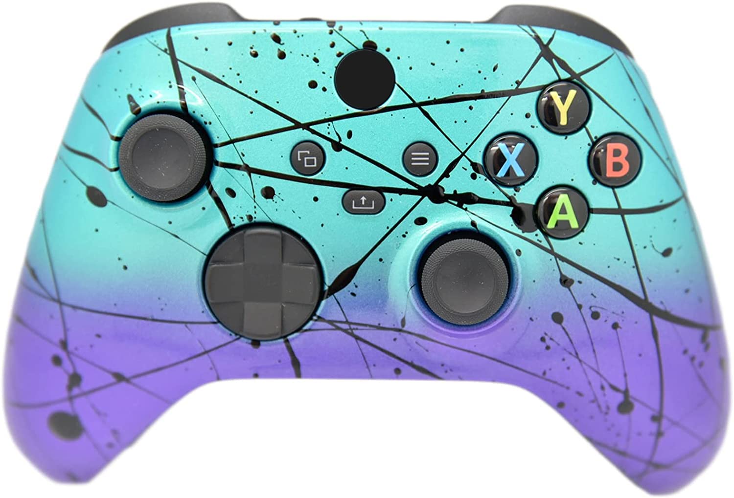 Hand Airbrushed Fade Custom Controller Compatible with Xbox Series X/S & Xbox One (Series X/S Teal & Purple Fade)