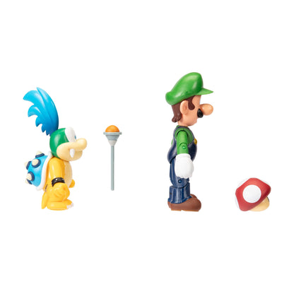 Super Mario 4" Action Figure 2 Pack - Luigi Vs. Larry Koopa, Collectible Toy Set
