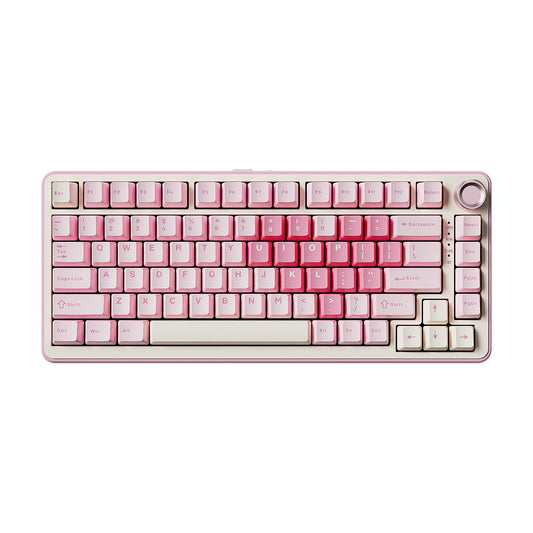 YUNZII B75 PRO Wireless Mechanical Keyboard 75% Layout with Knob Hot Swap Gasket Custom Structure Creamy Pre-lubed Switches RGB Backlit Bluetooth/Type-C/2.4G for Win/Mac(Cocoa Cream V2 Switch Pink)