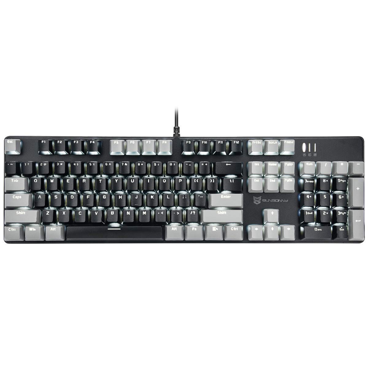 Qisan 104 Mechanical Keyboard for Gaming | Large Size USB White Backlit Gaming Keyboard Wired | US Layout Black Switches Hot Swappable Mechanical Clicky Keyboards Compatible with PC & Laptop
