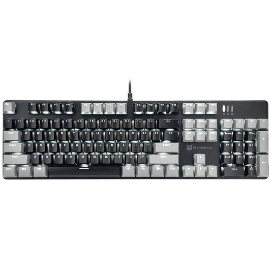 Qisan 104 Mechanical Keyboard for Gaming | Large Size USB White Backlit Gaming Keyboard Wired | US Layout Black Switches Hot Swappable Mechanical Clicky Keyboards Compatible with PC & Laptop