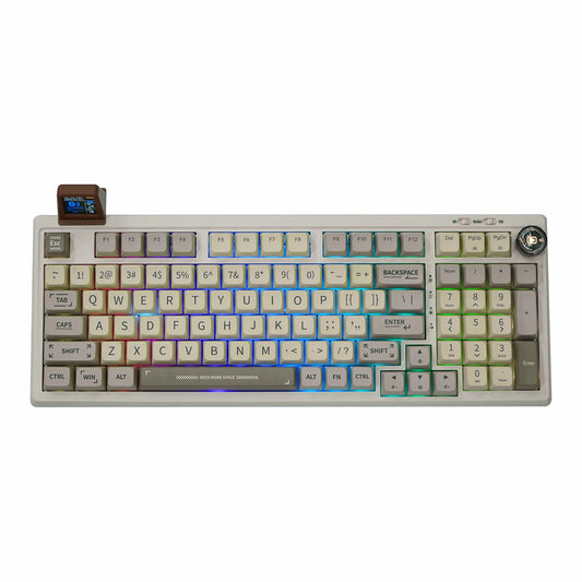 Ematerial nameAKER RT100 97 Keys Gasket BT5.0/2.4G/USB-C Mechanical Gaming Keyboard with Customizable Display Screen  Knob  Hot Swappable Socket  5000mAh Battery for Win/Mac (Wisteria Linear Switch)