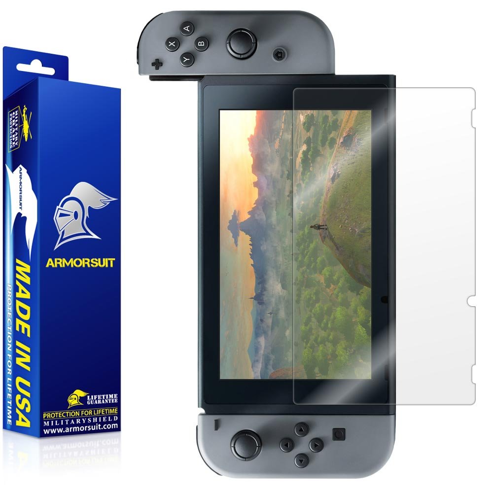 protective gearSuit 2 Pack MilitaryShield Screen Protector Designed for Nintendo Switch (2017 Release) Anti-Bubble HD Clear Film - Made in USA