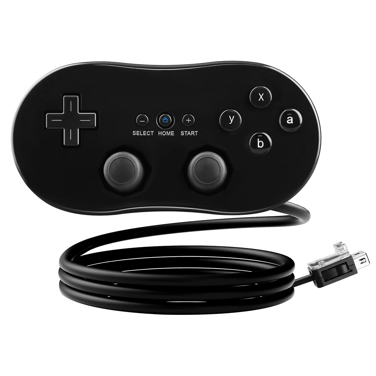 OSTENT Wired Classic Controller Gamepad for Nintendo Wii - Black Color