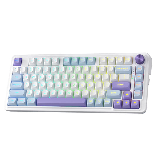 Redragon K673 MAX 75% Wireless Gasket RGB Gaming Keyboard  3-Modes 81 Keys PBT Compact Mechanical Keyboard w/Hot-Swap Socket  Dedicated Knob Control & 5-Layer Noise Dampening  Custom Linear Switch