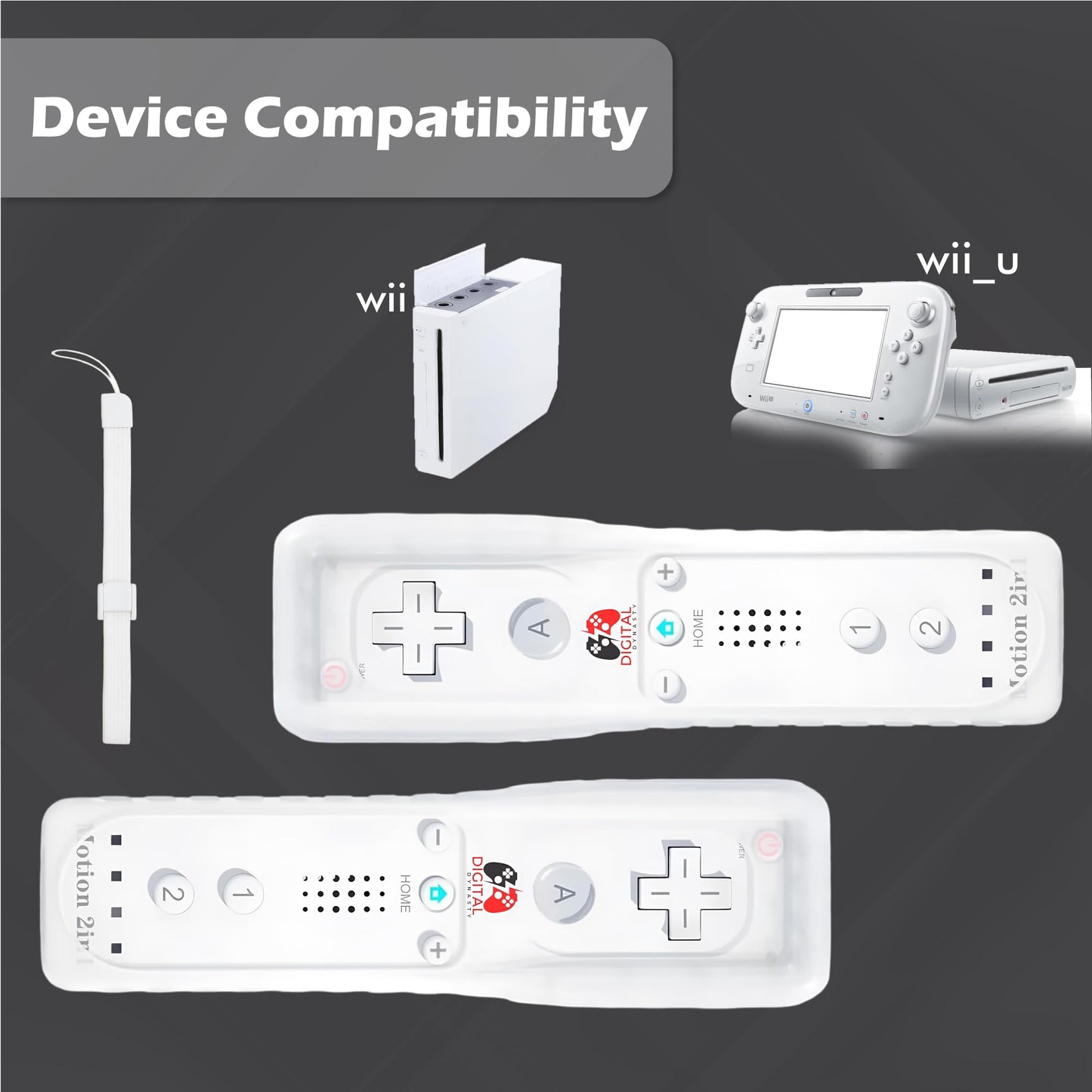 Digital Dynasty Wii Motion Plus Controller 2 Pack with Nunchuks - White for Nintendo Wii & Wii U