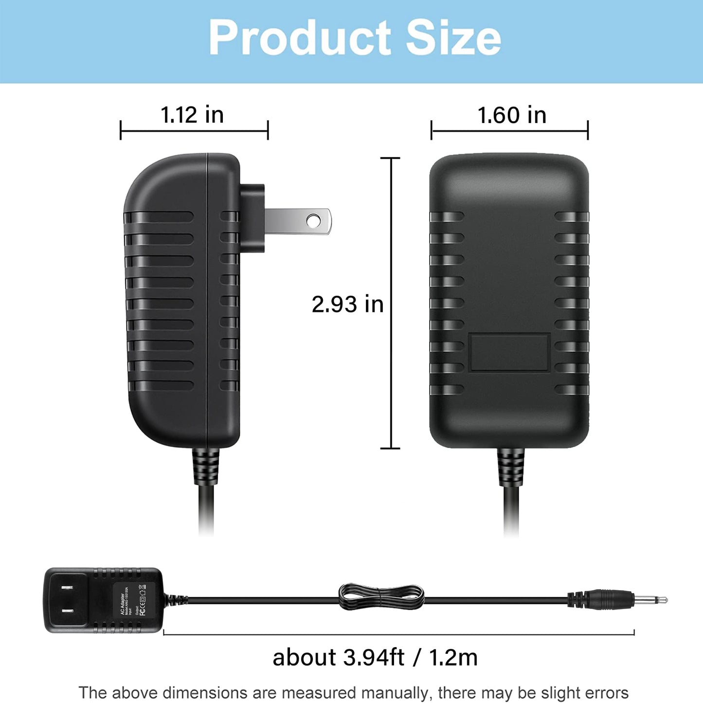 Digipartspower AC-DC Adapter for Atari CO16353 FW3399 - Power Supply Cord for 2000/2600/2600JR/XEP80 - Black