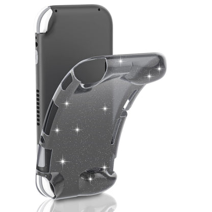 ECHZOVE Glitter TPU Case for Nintendo Switch Lite - Protective Rubber Cover - Black Glitter Finish