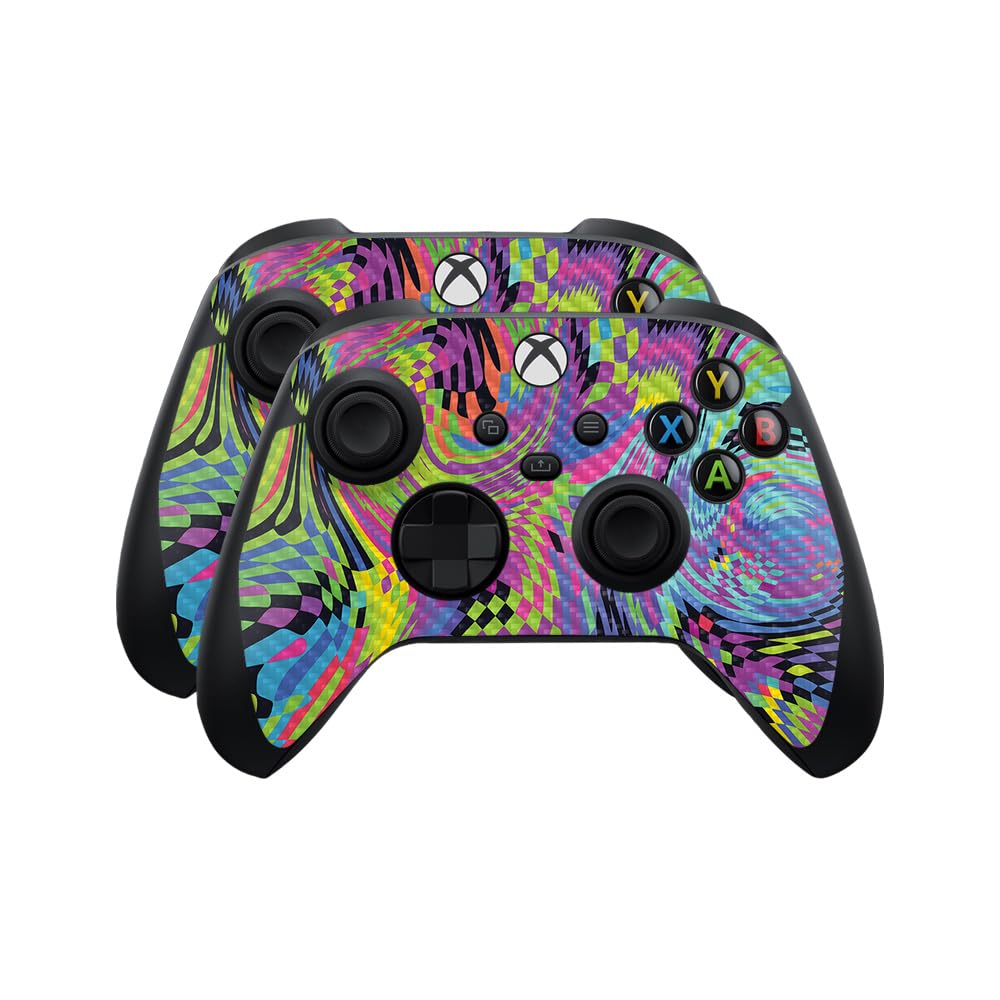 Carbon Fiber Skin Compatible with Microsoft Xbox Series X|S Controller (2 Pack) - Dancefloor Trip - Premium 3M Vinyl Protective Wrap Decal Cover - Easy to Apply | Crafted in The USA by MightySkins