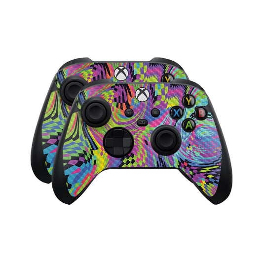 Carbon Fiber Skin Compatible with Microsoft Xbox Series X|S Controller (2 Pack) - Dancefloor Trip - Premium 3M Vinyl Protective Wrap Decal Cover - Easy to Apply | Crafted in The USA by MightySkins