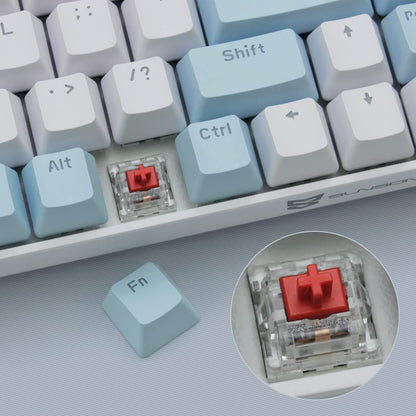 Qisan 60% Mechanical Gaming Keyboard - Dual Mode 2.4G/BT, Red Switch, 68 Keys, Blue & White Combo Color, US Layout