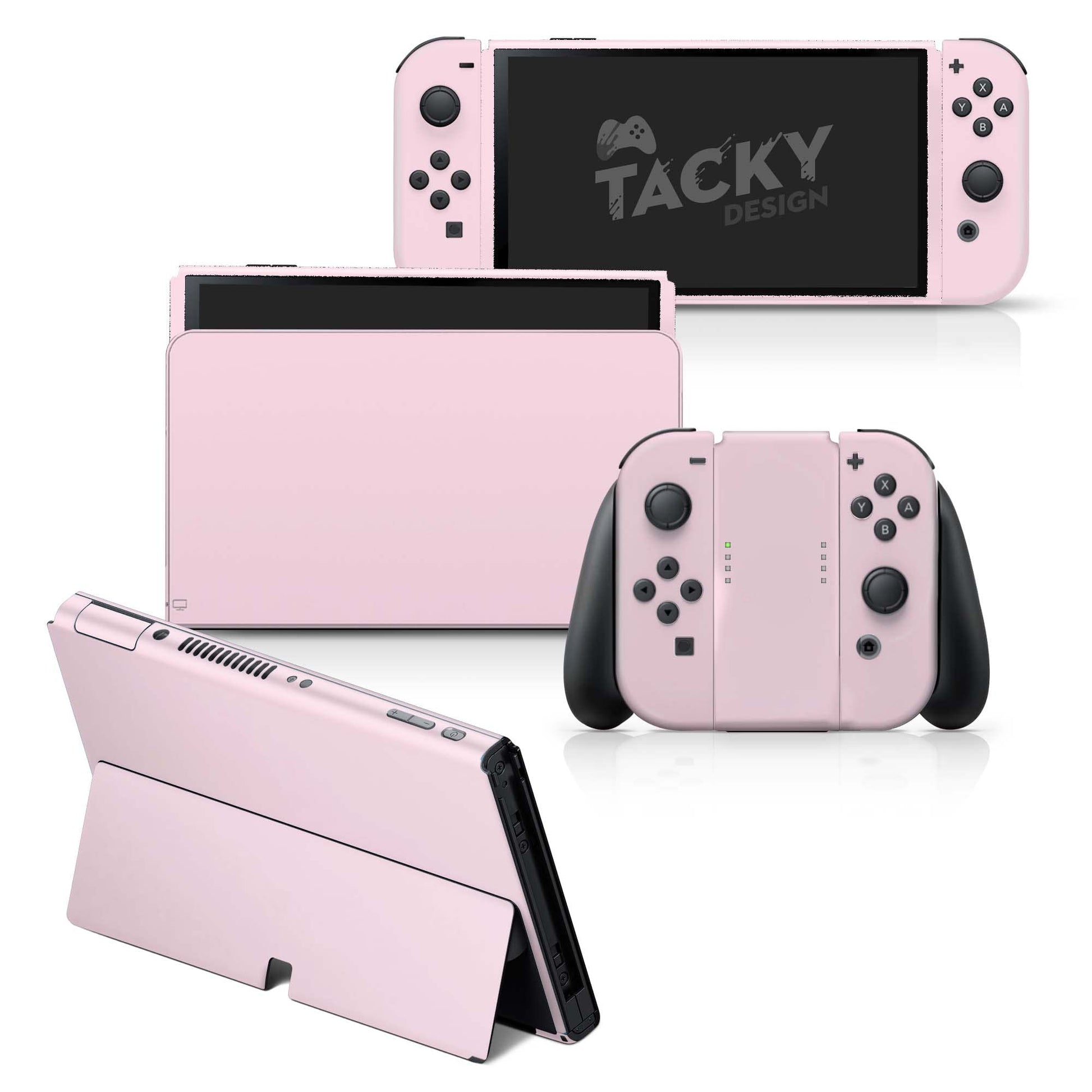 Tacky Design Classic Solid Color Skin Compatible with Nintendo Switch OLED Skin Wrap Cover  Simple Color Skin for Nintendo Switch OLED Stickers  Premium Vinyl 3M Full Wrap Decal (Pastel Powder Blue)