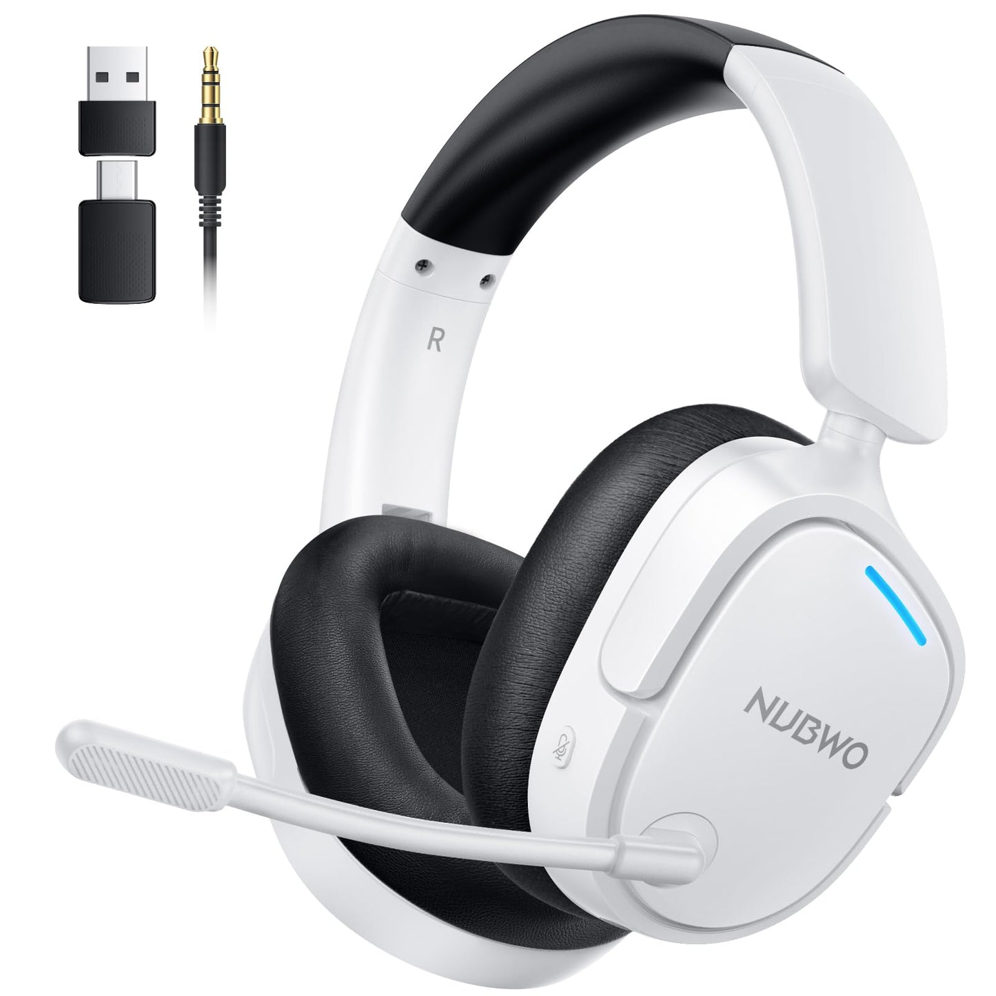 NUBWO Wireless Gaming Headset with Mic  20ms Latency  80Hr  Zero Interference  PS5 Headset with Triple Mode for All Devices  Professional EQ  Lightweight Gaming Headphones for PS Series  PC  Travel
