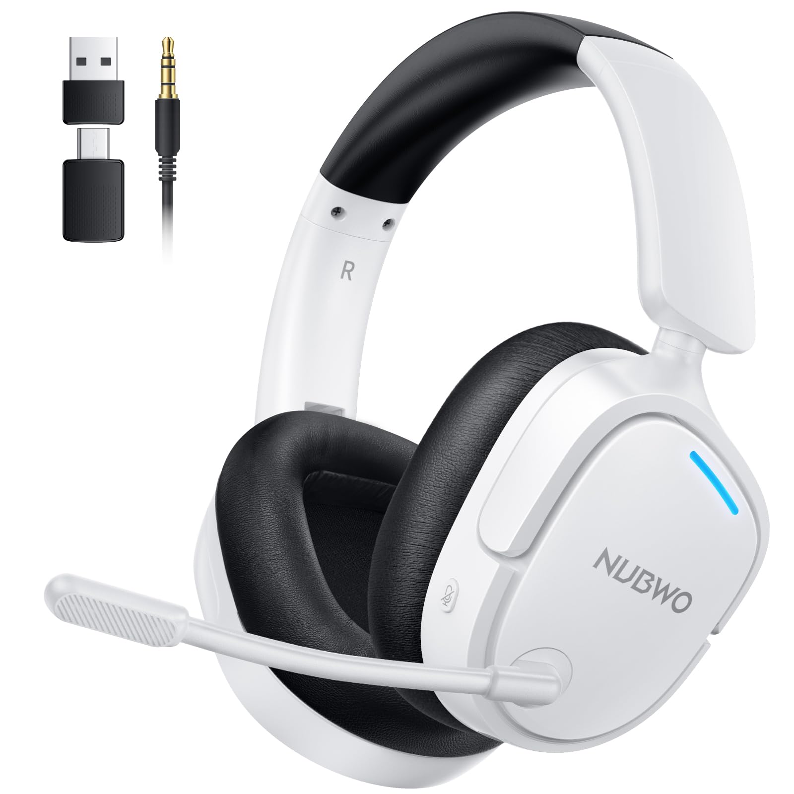 NUBWO Wireless Gaming Headset with Mic  20ms Latency  80Hr  Zero Interference  PS5 Headset with Triple Mode for All Devices  Professional EQ  Lightweight Gaming Headphones for PS Series  PC  Travel