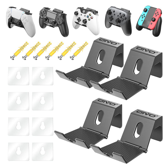 OIVO Controller Wall Mount Holder for PS3/PS4/PS5/Xbox 360/Xbox One/S/X/fine design/Series S/Series X Controller  Pro Controller  Upgraded Adjustable Wall Mount for Video Game Controller&Headphones- 4 Pack
