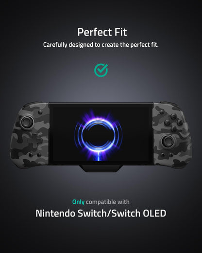 FUNLAB Switch Handheld Controller for Nintendo/OLED - Customizable Joycon, Luminous Camo Black, Ergonomic Design, Turbo & Mapping Features
