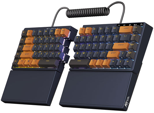 RK ROYAL KLUDGE RKS70 Wireless Ergonomic Split Keyboard, RGB Hot Swappable, Bluetooth/2.4G/Wired, Black