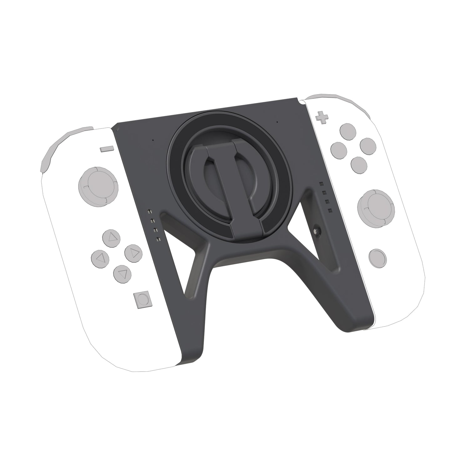 TEGRUP Joy-Con Charger Grip with Magnetic Phone Mount - Dual Use, Hinge Design, BLACK