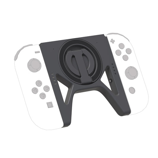 TEGRUP Joy-Con Charger Grip with Magnetic Phone Mount - Dual Use, Hinge Design, BLACK